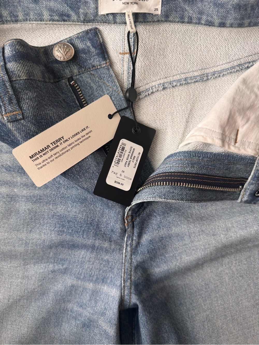 Rag & Bone Miramar Terry Sophe Wide Leg High-Rise Blue Women's Jeans size 25 - Picture 7 of 15